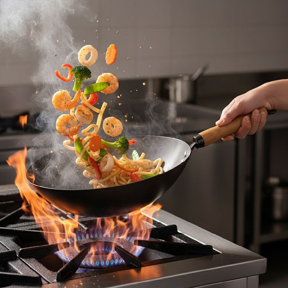 Wok din otel carbon sote